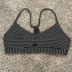 Lululemon Sports Bra, Adjustable Straps, Size 6, Black and White Stripes